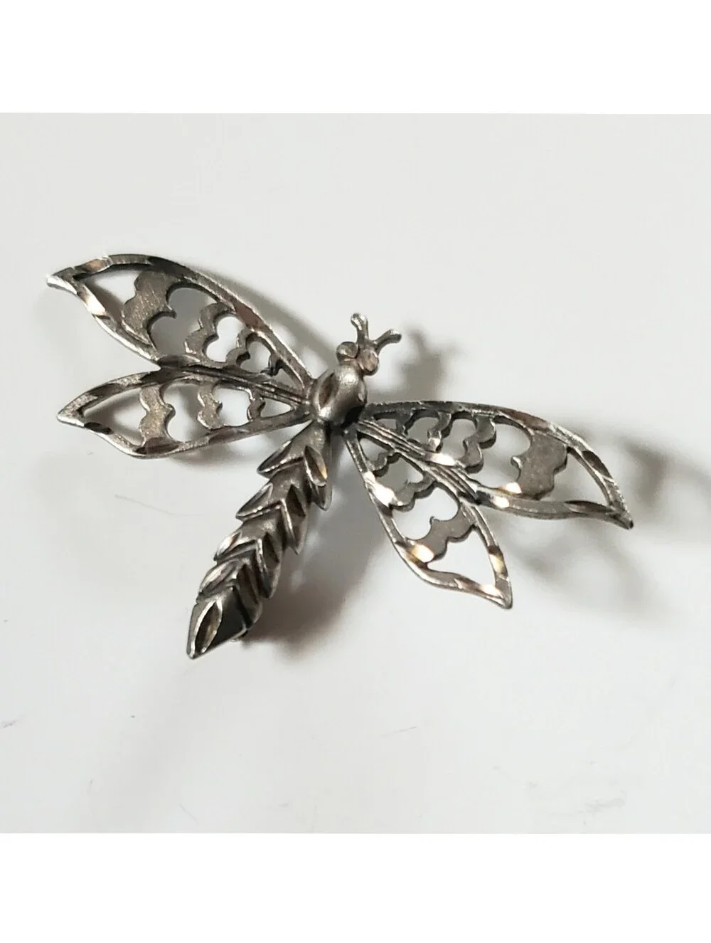 Dragonfly Fly Insect Brooch 925 Stetlimg Silver VTG Shube